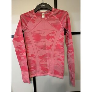 Girls Ivivva Long Sleeve Fly Tech‎ Shirt size Medium pink camo